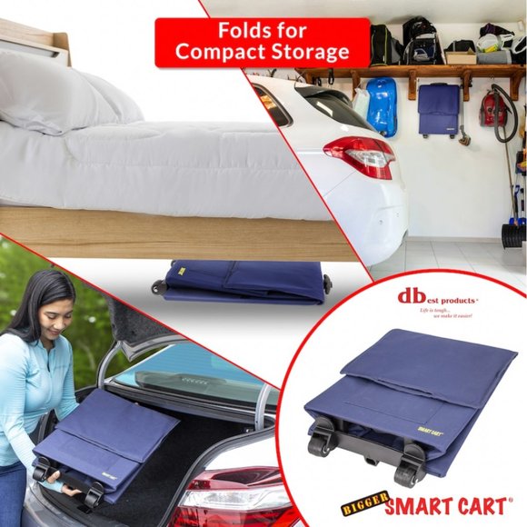 🆕 Collapsible Folding Rolling Cart w/ Retractable Handle ~ Colour: BLUE - Picture 6 of 6